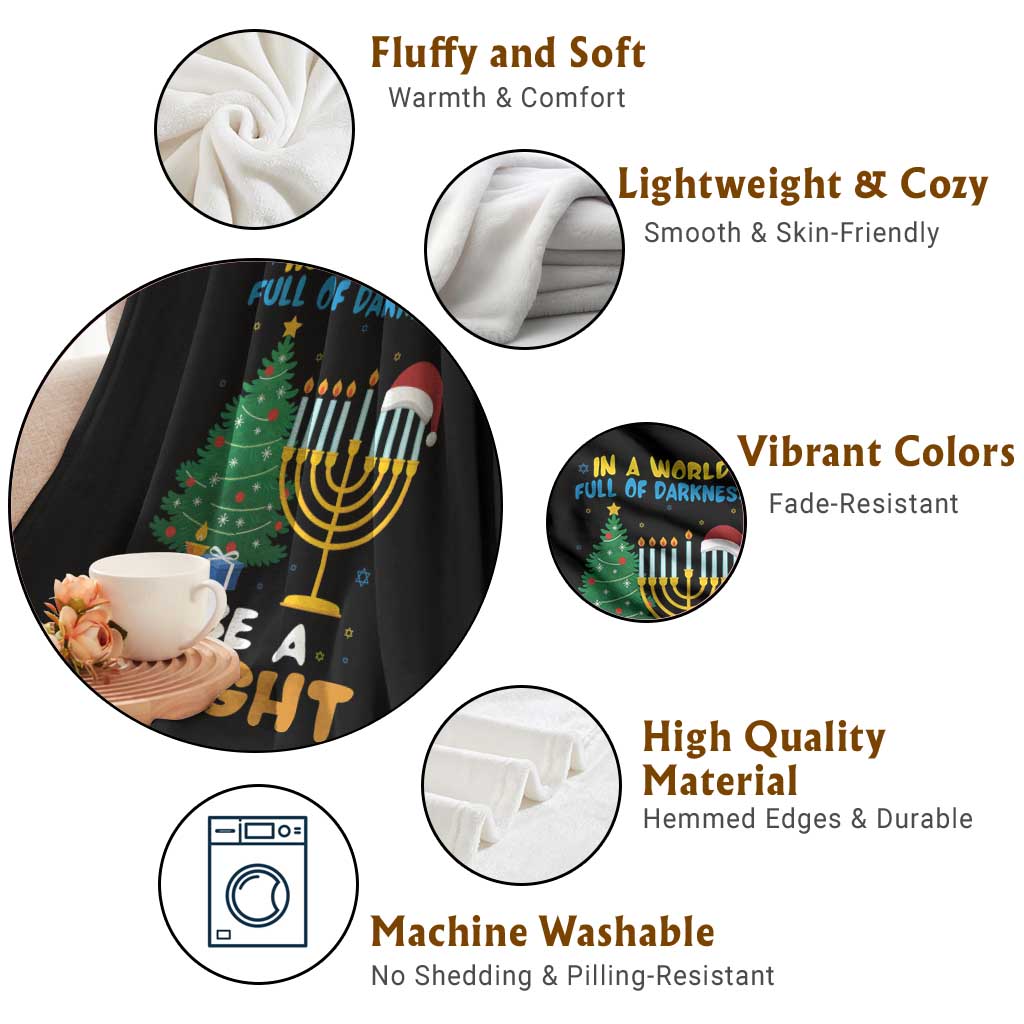 Be A Light Christmas Hanukkah Throw Blanket Interfaith Family Gift - Wonder Print Shop