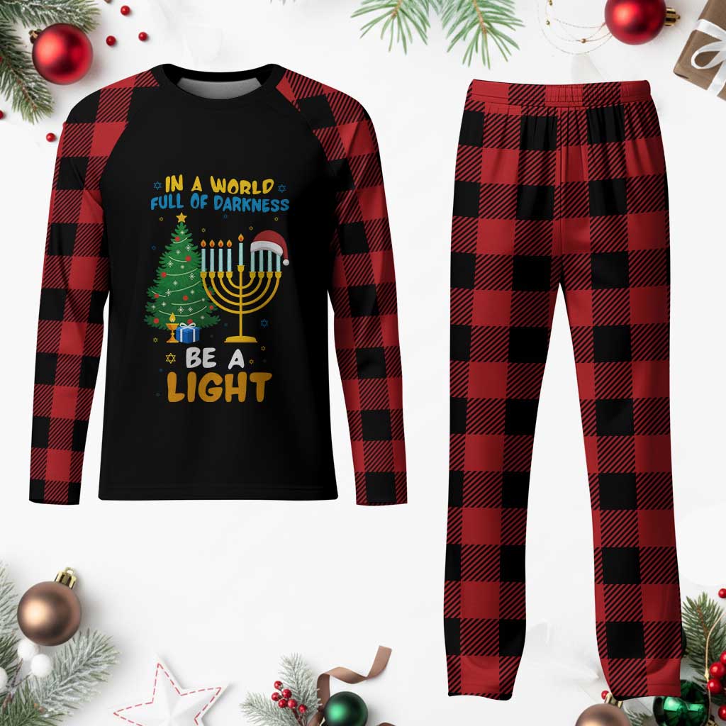 Be A Light Xmas Hanukkah Plaid Pajama Set Interfaith Family Gift - Wonder Print Shop