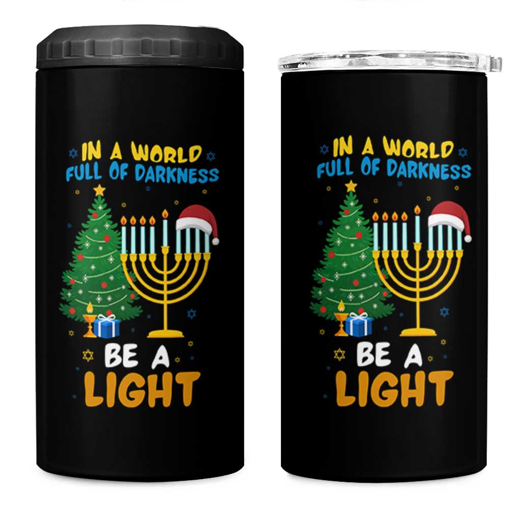 Be A Light Christmas Hanukkah 4 in 1 Can Cooler Tumbler Interfaith Family Gift - Wonder Print Shop