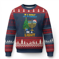 Be A Light Xmas Hanukkah Ugly Christmas Sweater Interfaith Family Gift - Wonder Print Shop