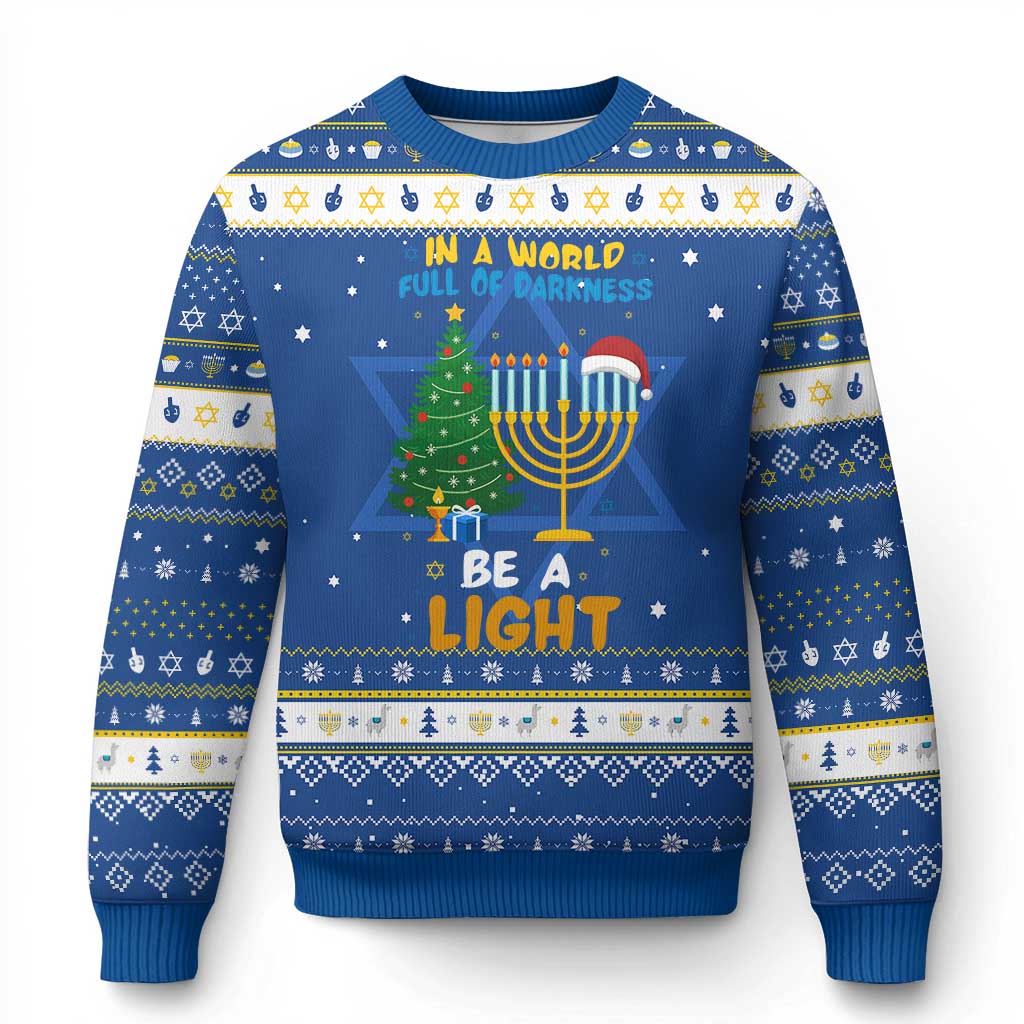 Be A Light Chrismukkah Hanukkah Ugly Sweater Interfaith Family Gift - Wonder Print Shop