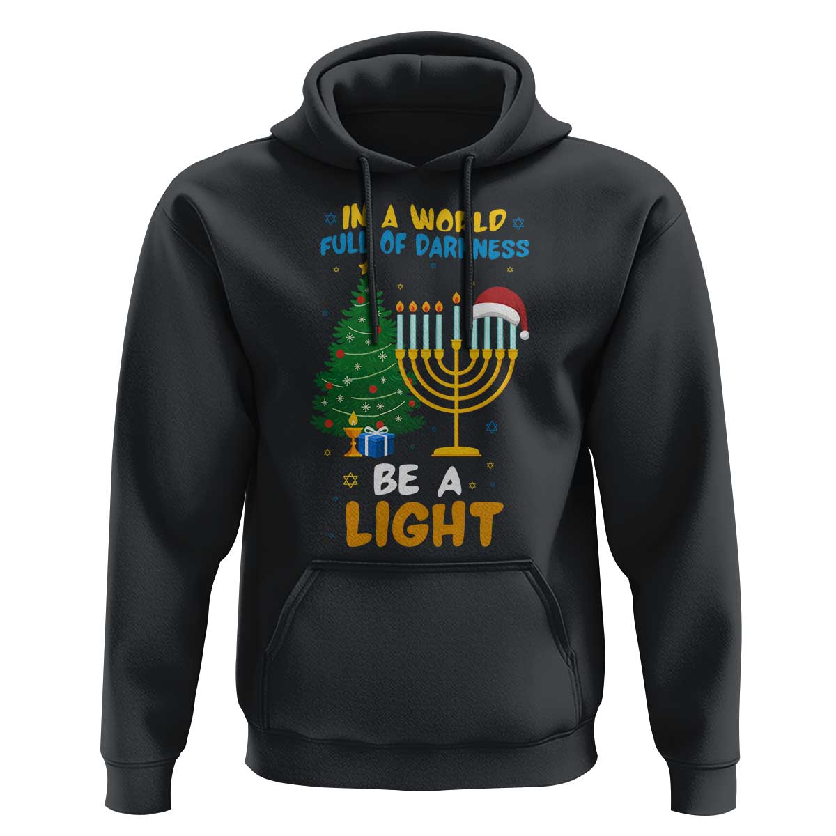 Be A Light Christmas Hanukkah Hoodie Interfaith Family Gift - Wonder Print Shop