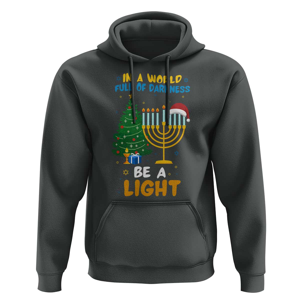 Be A Light Christmas Hanukkah Hoodie Interfaith Family Gift - Wonder Print Shop