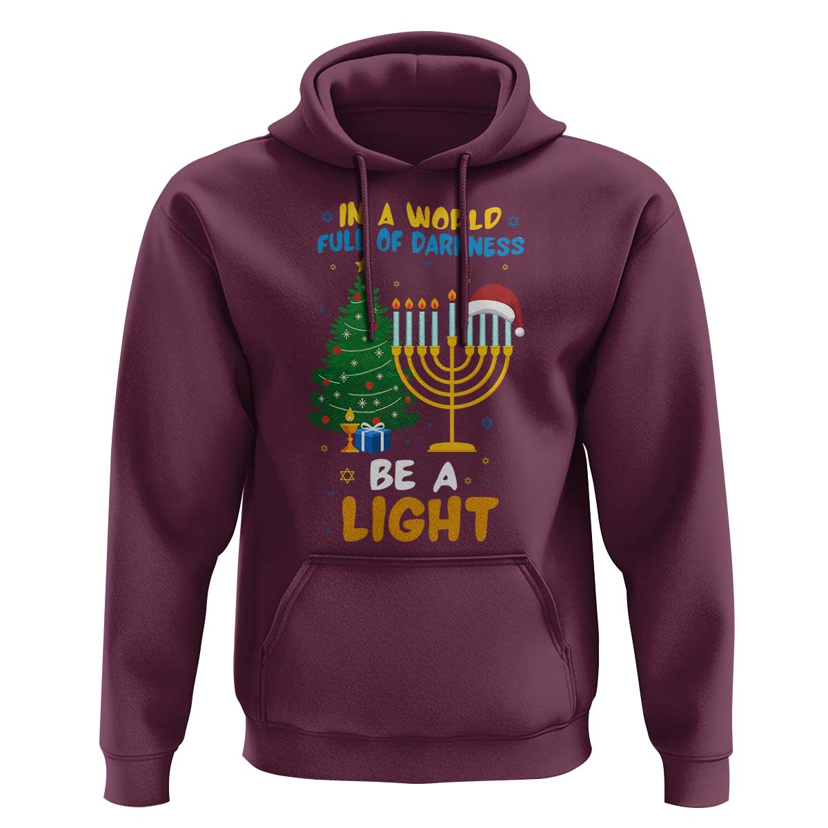 Be A Light Christmas Hanukkah Hoodie Interfaith Family Gift - Wonder Print Shop