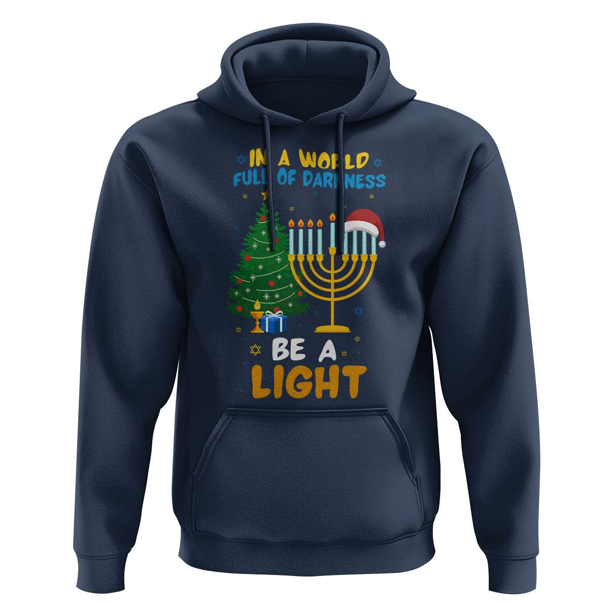 Be A Light Christmas Hanukkah Hoodie Interfaith Family Gift - Wonder Print Shop