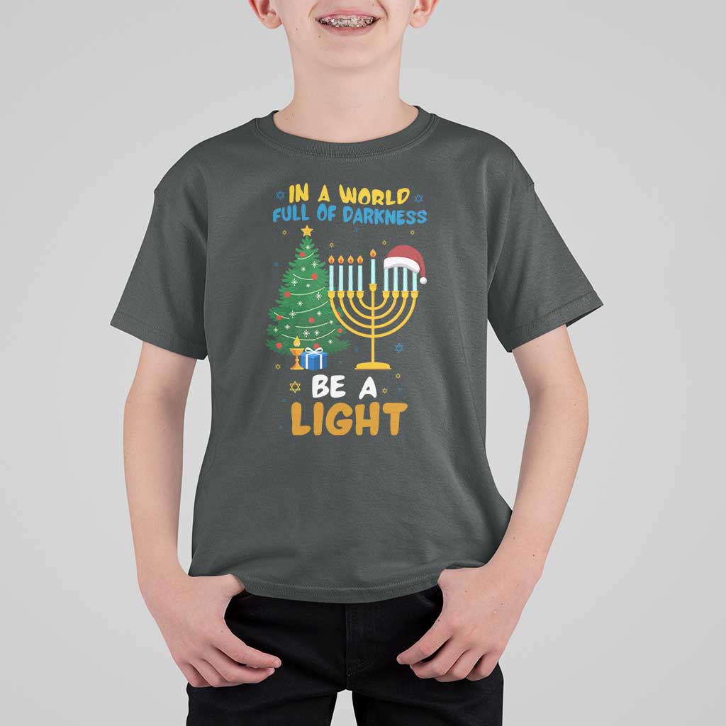 Be A Light Christmas Hanukkah T Shirt For Kid Interfaith Family Gift - Wonder Print Shop