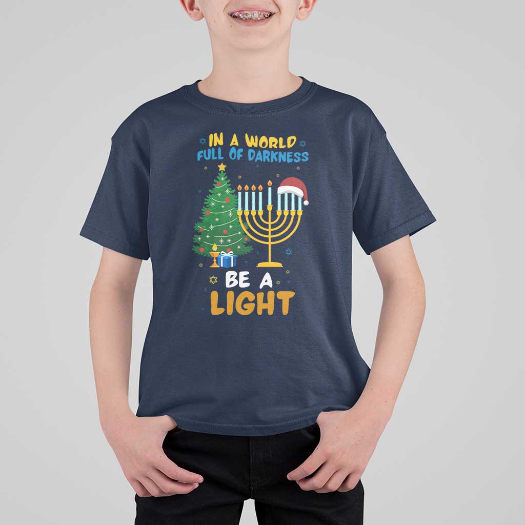 Be A Light Christmas Hanukkah T Shirt For Kid Interfaith Family Gift - Wonder Print Shop