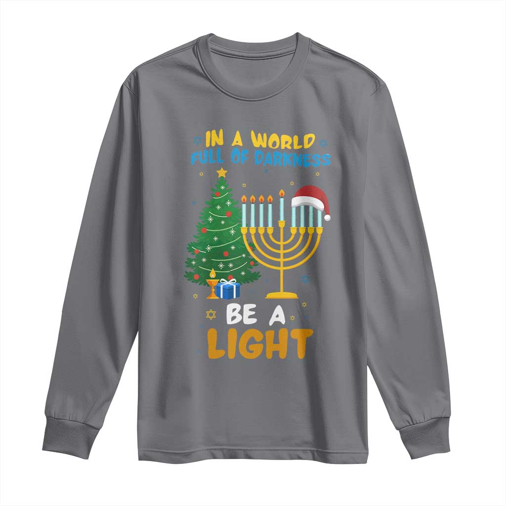 Be A Light Christmas Hanukkah Long Sleeve Shirt Interfaith Family Gift - Wonder Print Shop