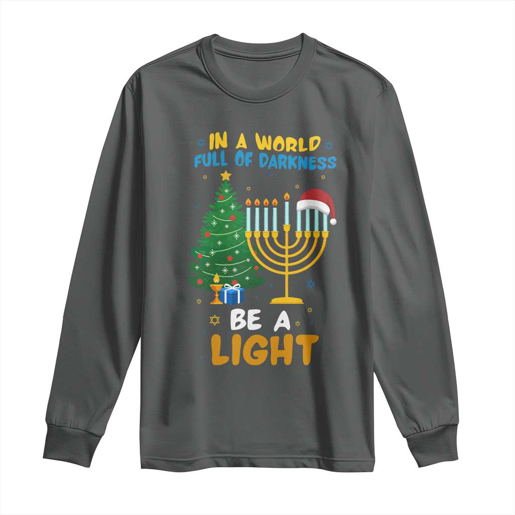Be A Light Christmas Hanukkah Long Sleeve Shirt Interfaith Family Gift - Wonder Print Shop