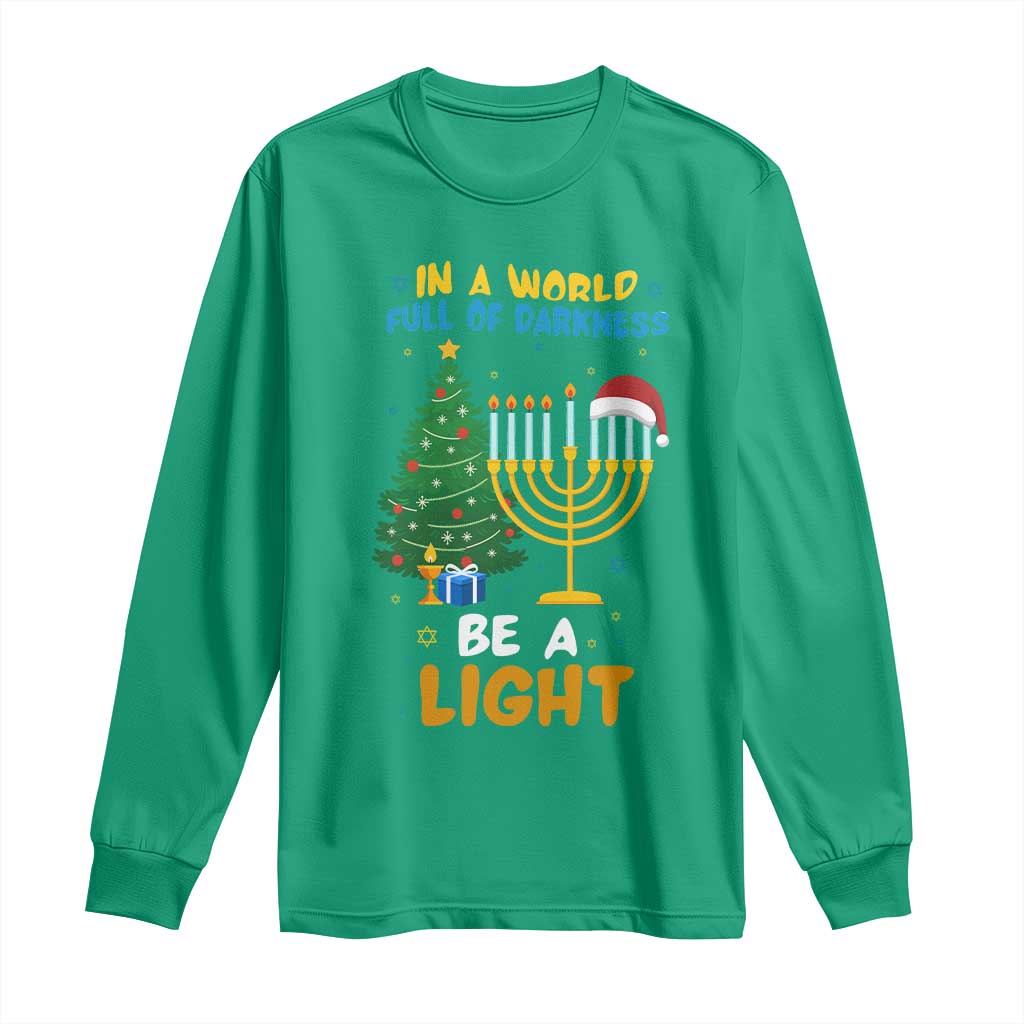 Be A Light Christmas Hanukkah Long Sleeve Shirt Interfaith Family Gift - Wonder Print Shop