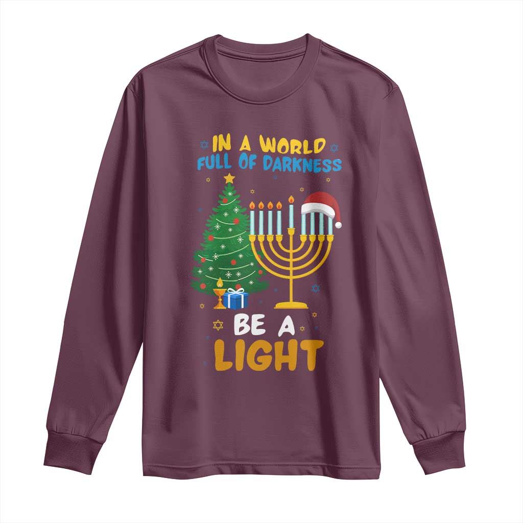 Be A Light Christmas Hanukkah Long Sleeve Shirt Interfaith Family Gift - Wonder Print Shop