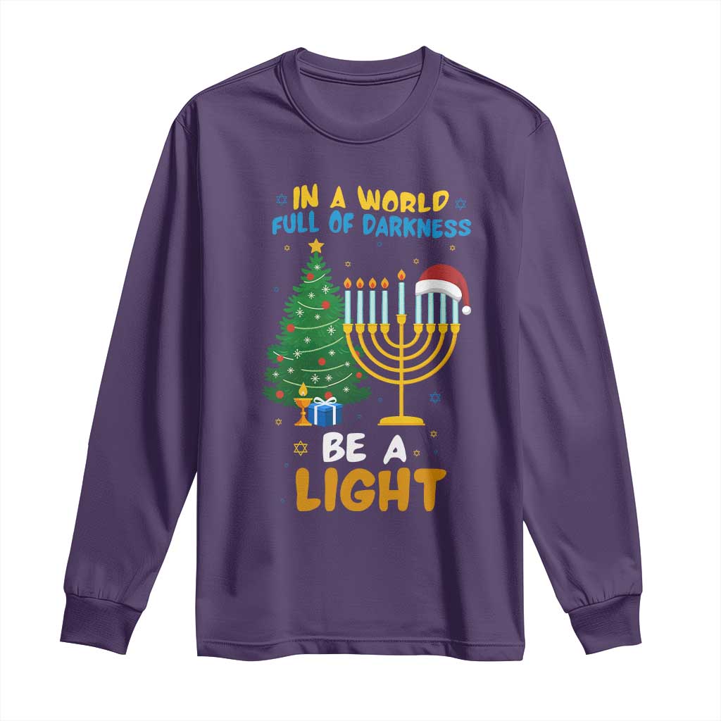 Be A Light Christmas Hanukkah Long Sleeve Shirt Interfaith Family Gift - Wonder Print Shop
