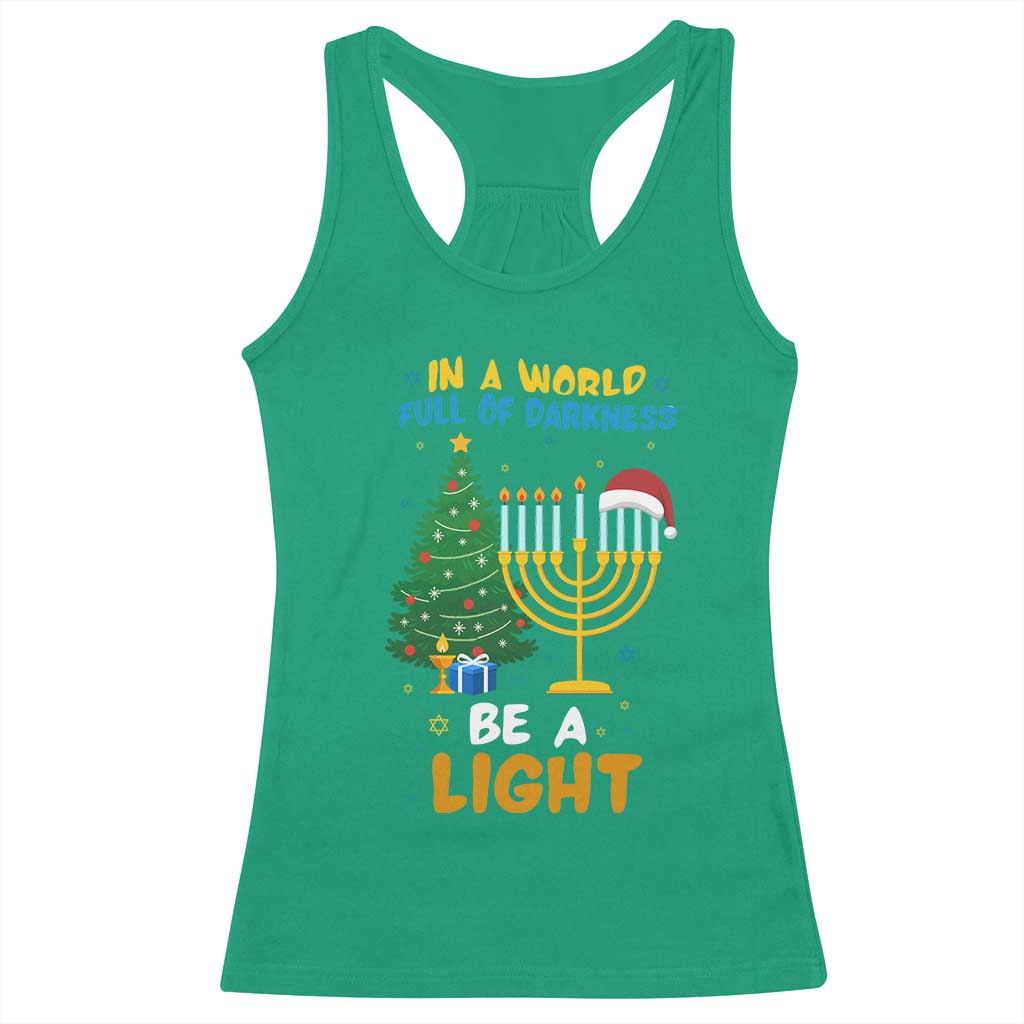 Be A Light Christmas Hanukkah Racerback Tank Top Interfaith Family Gift - Wonder Print Shop