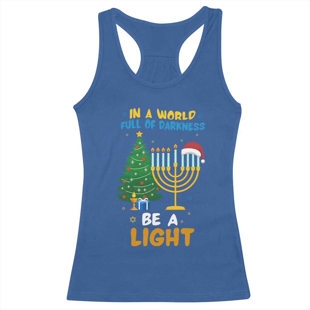 Be A Light Christmas Hanukkah Racerback Tank Top Interfaith Family Gift - Wonder Print Shop