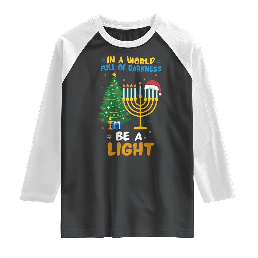 Be A Light Christmas Hanukkah Raglan Shirt Interfaith Family Gift - Wonder Print Shop