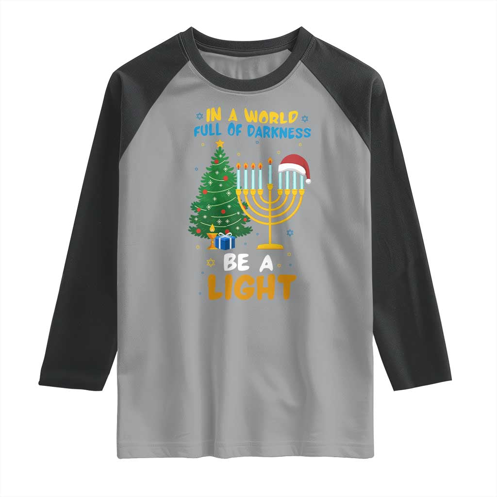 Be A Light Christmas Hanukkah Raglan Shirt Interfaith Family Gift - Wonder Print Shop