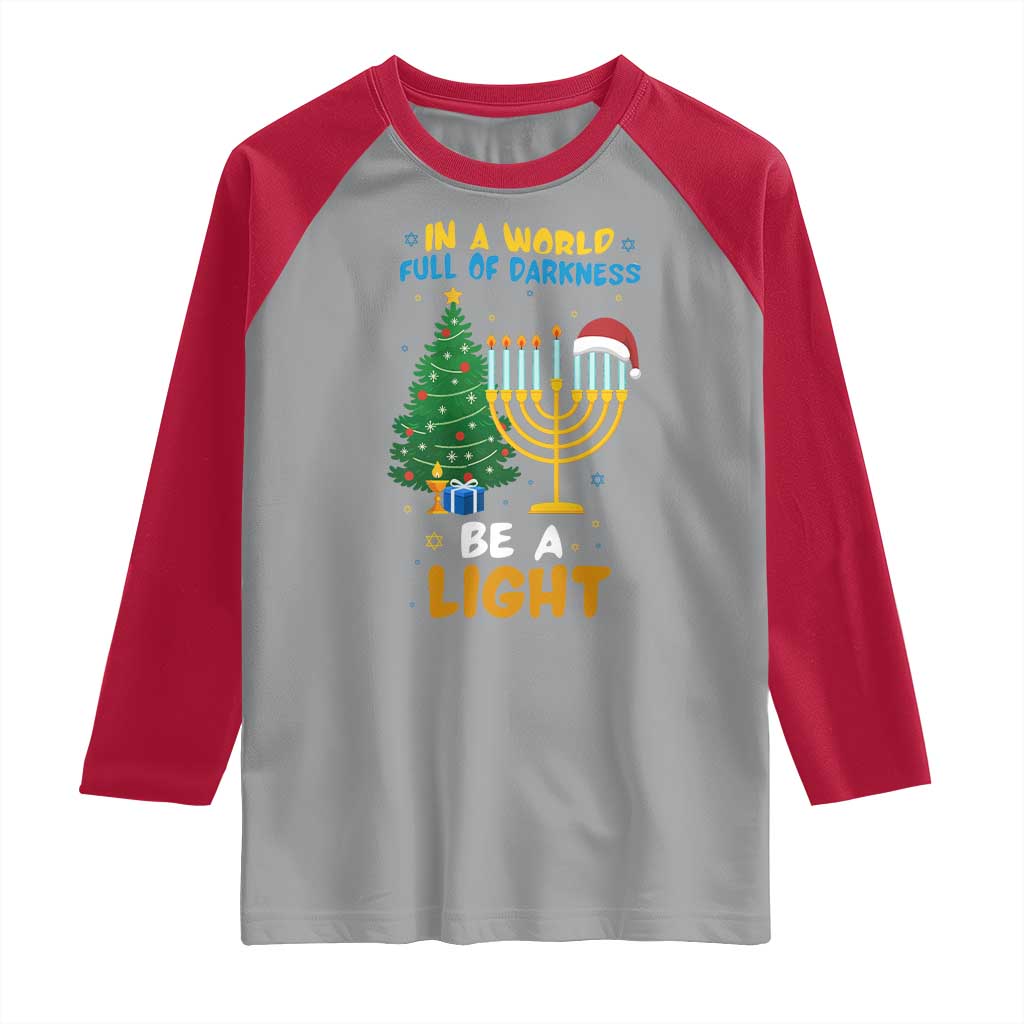Be A Light Christmas Hanukkah Raglan Shirt Interfaith Family Gift - Wonder Print Shop