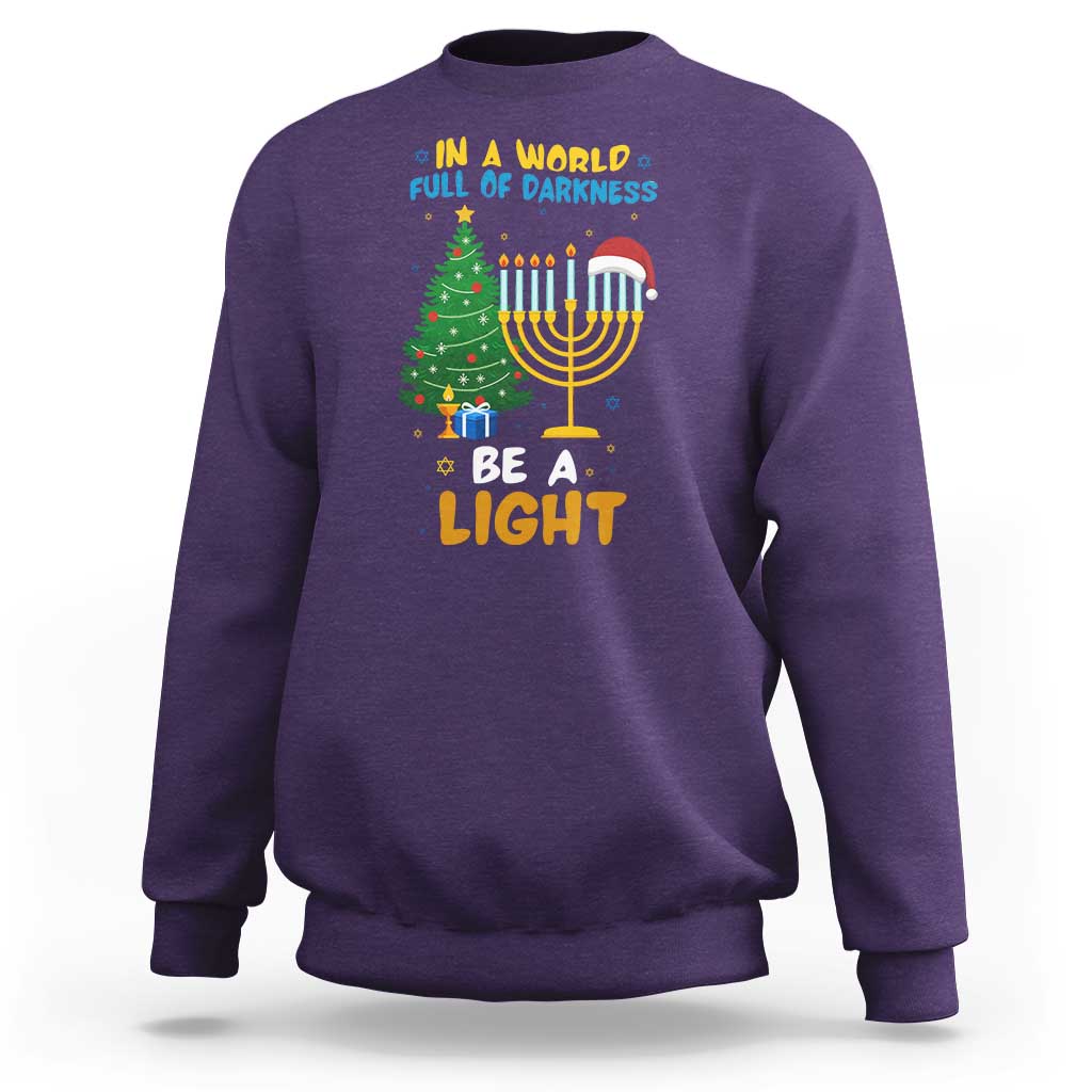 Be A Light Christmas Hanukkah Sweatshirt Interfaith Family Gift - Wonder Print Shop