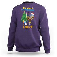 Be A Light Christmas Hanukkah Sweatshirt Interfaith Family Gift - Wonder Print Shop