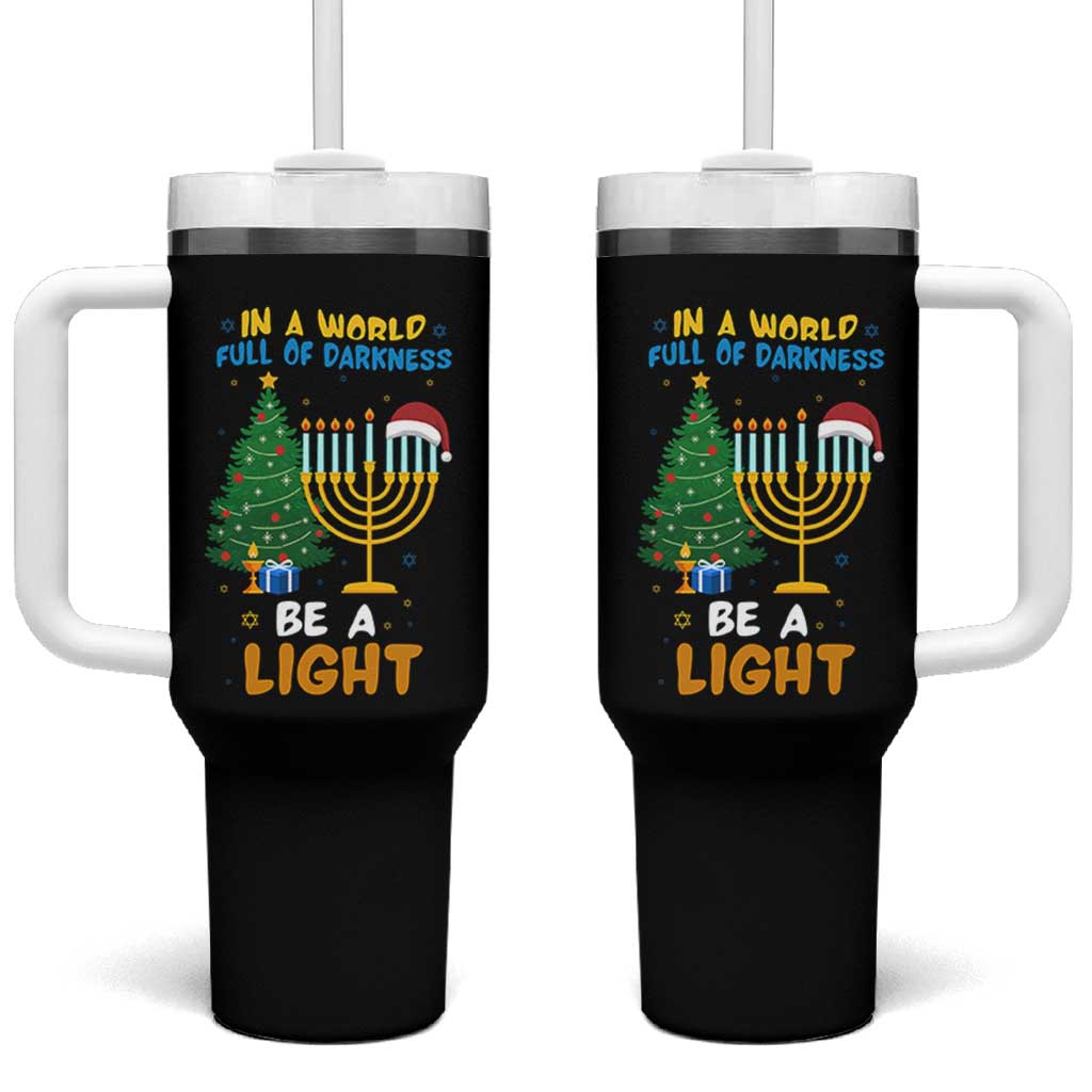 Be A Light Christmas Hanukkah Tumbler With Handle Interfaith Family Gift - Wonder Print Shop