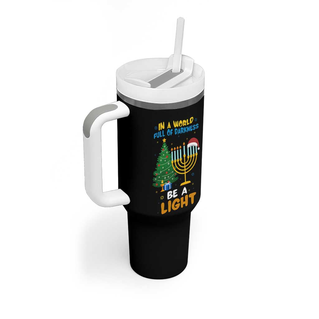 Be A Light Christmas Hanukkah Tumbler With Handle Interfaith Family Gift - Wonder Print Shop