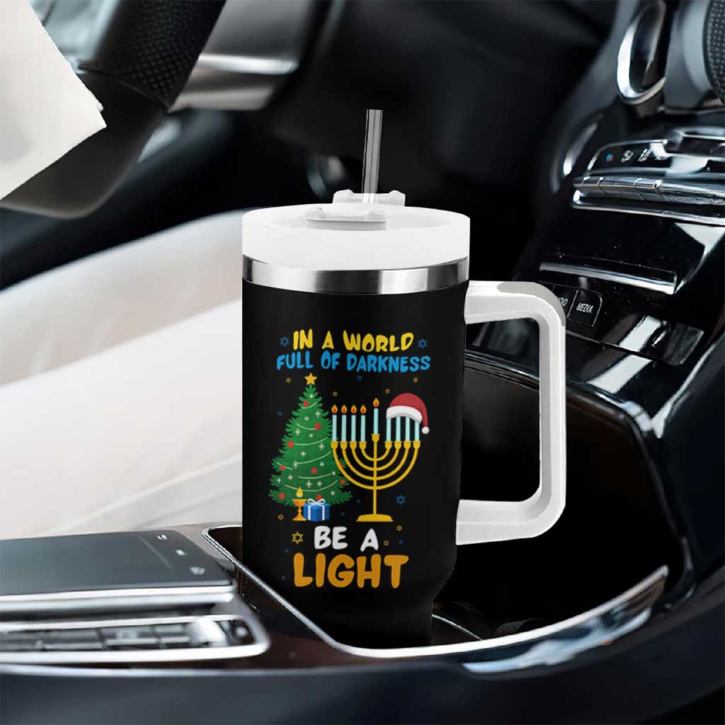 Be A Light Christmas Hanukkah Tumbler With Handle Interfaith Family Gift - Wonder Print Shop