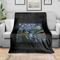 Funny Hanukkah Sloth Throw Blanket Van Gogh Starry Night Jewish Gift - Wonder Print Shop