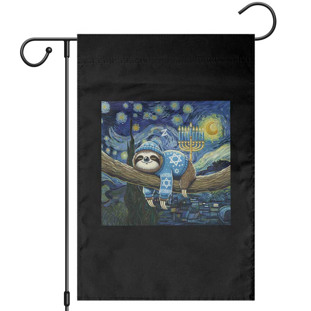 Funny Hanukkah Sloth Garden Flag Van Gogh Starry Night Jewish Gift - Wonder Print Shop