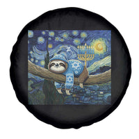 Funny Hanukkah Sloth Spare Tire Cover Van Gogh Starry Night Jewish Gift - Wonder Print Shop