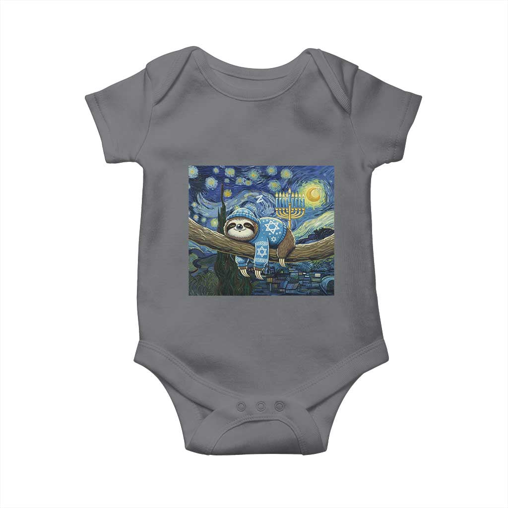Funny Hanukkah Sloth Baby Onesie Van Gogh Starry Night Jewish Gift - Wonder Print Shop