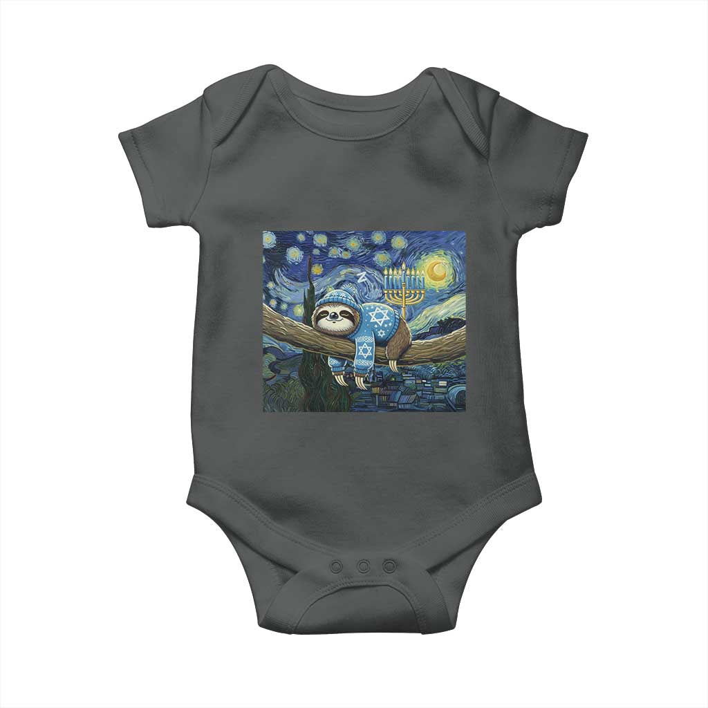 Funny Hanukkah Sloth Baby Onesie Van Gogh Starry Night Jewish Gift - Wonder Print Shop