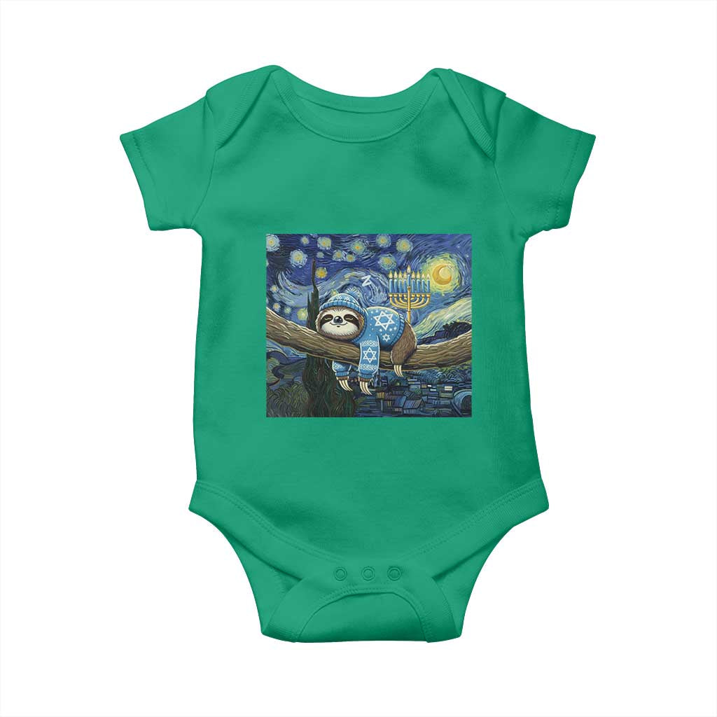 Funny Hanukkah Sloth Baby Onesie Van Gogh Starry Night Jewish Gift - Wonder Print Shop