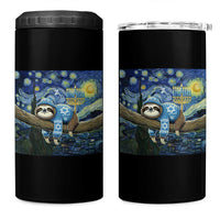 Funny Hanukkah Sloth 4 in 1 Can Cooler Tumbler Van Gogh Starry Night Jewish Gift - Wonder Print Shop