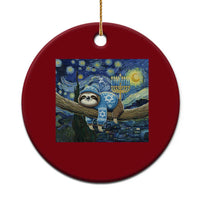 Funny Hanukkah Sloth Ceramic Ornament Van Gogh Starry Night Jewish Gift - Wonder Print Shop