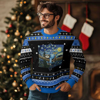 Funny Sloth Hanukkah Ugly Sweater Van Gogh Starry Night Jewish Gift - Wonder Print Shop