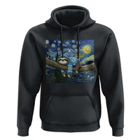 Funny Hanukkah Sloth Hoodie Van Gogh Starry Night Jewish Gift - Wonder Print Shop