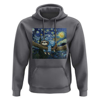 Funny Hanukkah Sloth Hoodie Van Gogh Starry Night Jewish Gift - Wonder Print Shop