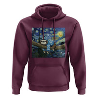Funny Hanukkah Sloth Hoodie Van Gogh Starry Night Jewish Gift - Wonder Print Shop