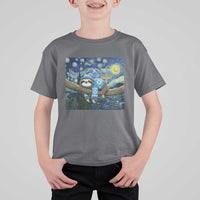 Funny Hanukkah Sloth T Shirt For Kid Van Gogh Starry Night Jewish Gift - Wonder Print Shop