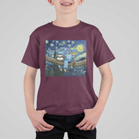 Funny Hanukkah Sloth T Shirt For Kid Van Gogh Starry Night Jewish Gift - Wonder Print Shop