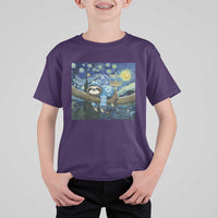 Funny Hanukkah Sloth T Shirt For Kid Van Gogh Starry Night Jewish Gift - Wonder Print Shop