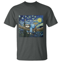 Funny Hanukkah Sloth T Shirt Van Gogh Starry Night Jewish Gift - Wonder Print Shop