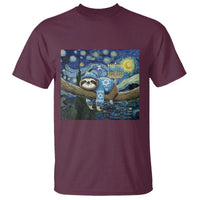 Funny Hanukkah Sloth T Shirt Van Gogh Starry Night Jewish Gift - Wonder Print Shop