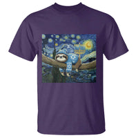 Funny Hanukkah Sloth T Shirt Van Gogh Starry Night Jewish Gift - Wonder Print Shop