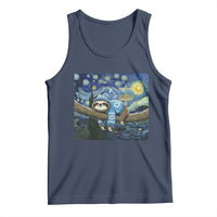 Funny Hanukkah Sloth Tank Top Van Gogh Starry Night Jewish Gift - Wonder Print Shop