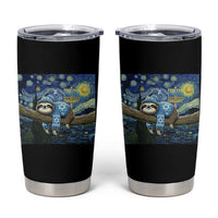Funny Hanukkah Sloth Tumbler Cup Van Gogh Starry Night Jewish Gift - Wonder Print Shop