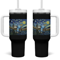 Funny Hanukkah Sloth Tumbler With Handle Van Gogh Starry Night Jewish Gift - Wonder Print Shop