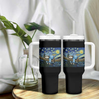 Funny Hanukkah Sloth Tumbler With Handle Van Gogh Starry Night Jewish Gift - Wonder Print Shop
