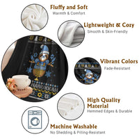 Happy Hanukkah Ugly Sweater Throw Blanket Funny Sloth Carrying Menorah Jewish Gift - Wonder Print Shop