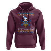 Happy Hanukkah Ugly Sweater Hoodie Funny Sloth Carrying Menorah Jewish Gift - Wonder Print Shop